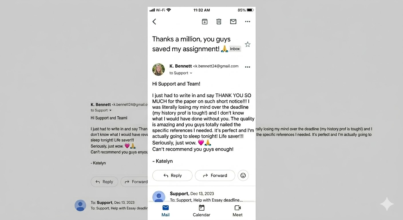 Customer email testimonial