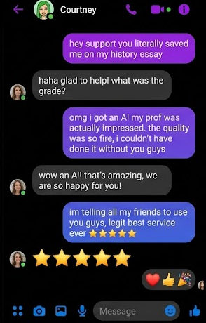 Chat screenshot testimonial